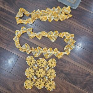 Crochet, Vintage Yellow & White Cotton